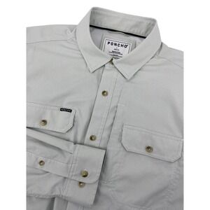 Poncho Shirt Mens Large Original Slim Fishing Green Micro Check Wicking Roll Tab